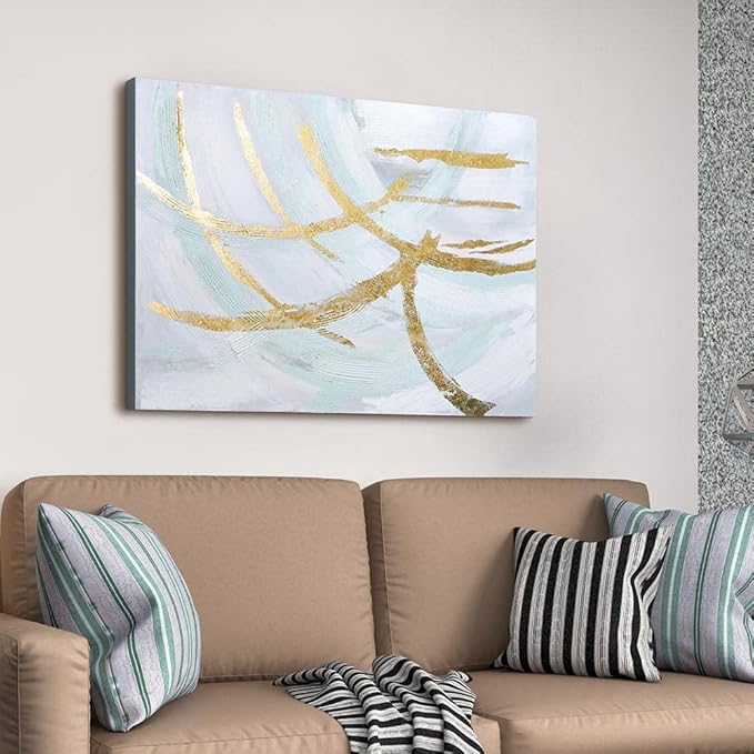 Empire Art Direct Abstract Wall Art Textured Hand Painted Canvas by Martin Edwards, Unframed, 40" x 30", Golden Streaks
