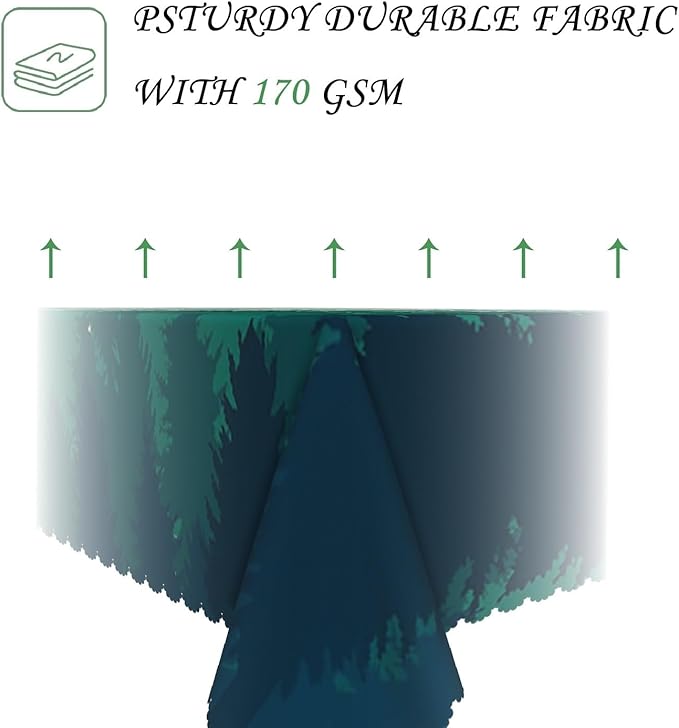 54x108 Inch Nature Rectangular Tablecloth Misty Pine Forest Silhouette Table Cloth Waterproof Durable Table Cover for Party Picnic Indoor Gaming Room Decor