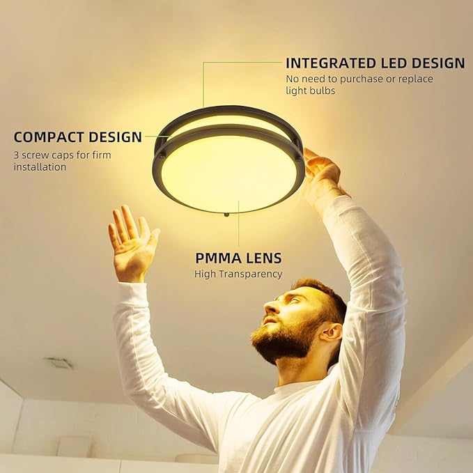 13 inch Flush Mount LED Ceiling Light Fixture, 2700K/3000K/3500K/4000K/5000K Adjustable Ceiling Lights, Oil Rubbed Bronze Saturn Dimmable Lighting for Hallway Bathroom Kitchen or Stairwell, ETL Listed