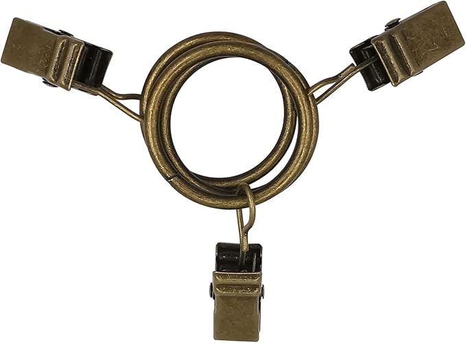 44 Pack Curtain Rings with Clips, Curtain Clip Rings Hooks, Bow Hanger Clips for Hanging Drapery Drapes Bows, Ring 1 inch Interior Diameter, Fits up to 5/8" Rod, Bronze