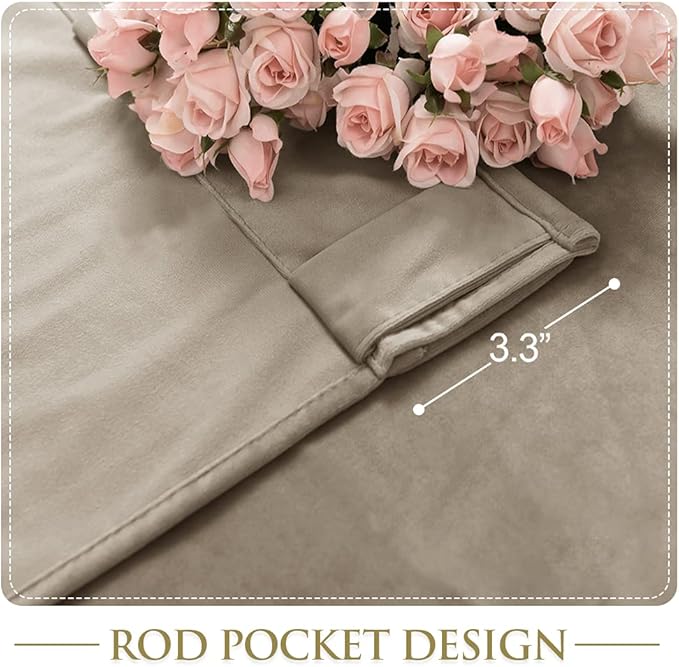 StangH Camel Beige Velvet Curtains for Living Room Sliding Door Super Soft Heavy Blackout Thermal Insulated Window Curtains for Bedroom/Boys Room/Balcony, W62 x L96, 2 Panels