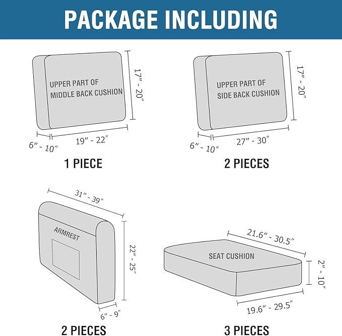 H.VERSAILTEX Multi-Pieces Sofa Covers Stretch Couch Covers Form Fitted Seats and Back Cushions Covers (3 Seat Covers Plus 3 Back Cusion Covers, Bonus 2 Armrest Covers), Macchiato
