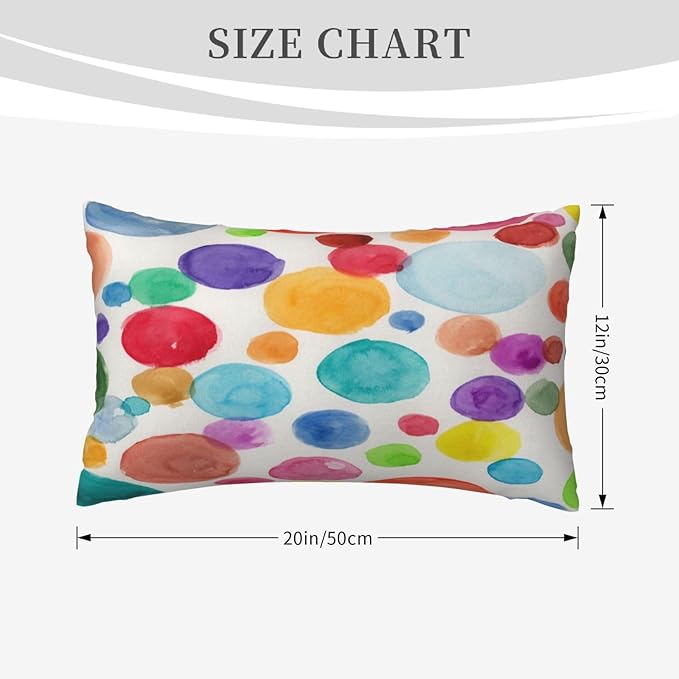 Colorful Polka Dot Lumbar Pillow Covers 12x20 Inch Set of 2 Rainbow Colorful Circles Throw Pillow Cover Watercolor Circles Pillowcase Cushion Cases for Home Couch Bed Sofa