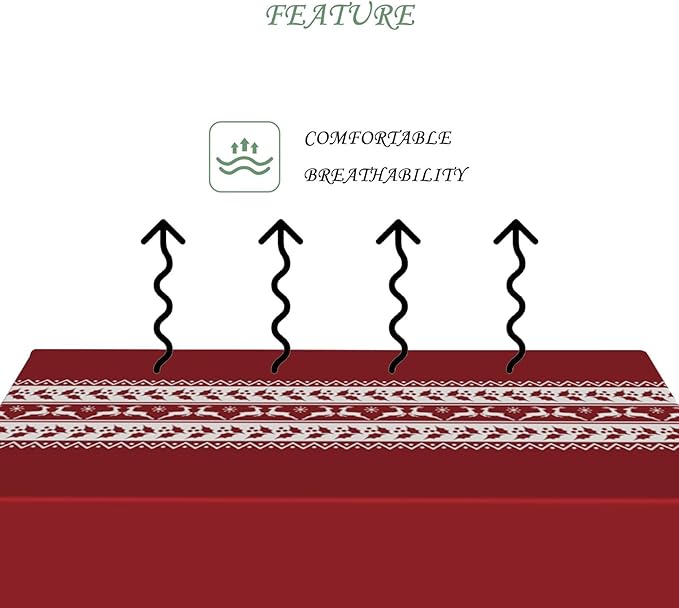 70x120 Inch Christmas Theme Rectangle Tablecloth Reindeer Berries Nordic Xmas Knitting Table Cloth Washable Durable Table Cover for Kitchen Dining Banquet Ugly Christmas Sweater Party Decor