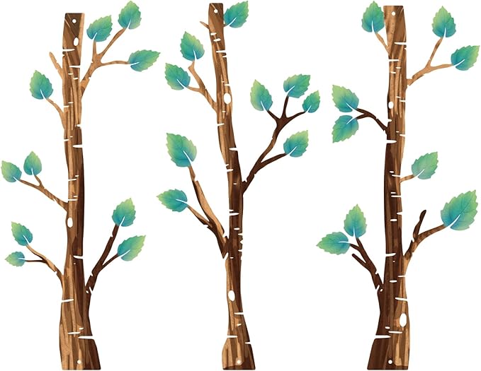 Metal Tree Wall Decor, Birch Tree Wall Art, Tree Branches Vertical Metal Wall Rustic Wall Sculpture for Home Living Room Bedroom Bathroom (Colorful)