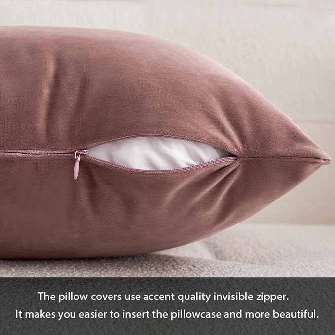 MIULEE Pack of 2 Decorative Velvet Pillow Covers Soft Square Throw Pillow Covers Solid Cushion Covers Jam Pillow Cases for Spring Sofa Bedroom Car 16x16 Inch 40x40 Cm