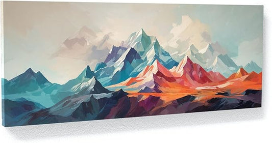 Sense Canvas Scandinavian Angular Peaks 87 Canvas Art - Home Decor Wall Art Print Poster Painting Small 20x8 / 1.5"