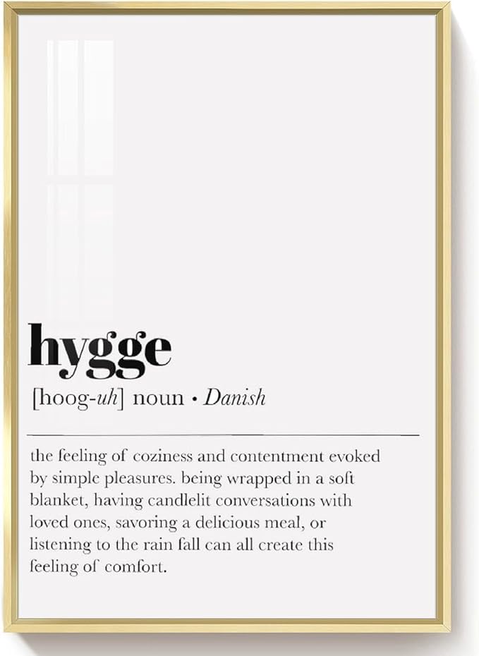 RFDER Hygge Definition Print Living Room Decor Zen Wall Art Print Minimalist Poster Home Decor Wall Art Poster Wall Art Bedroom Decor Office Room Kitchen Decor Aluminum Gold-style 12x16inch(30x40cm)