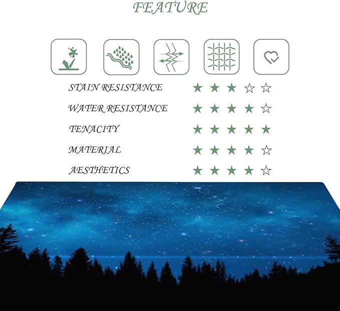 70x140 Inch Nature Rectangular Tablecloth Starry Sky Black Forest Table Cloth Waterproof Durable Table Cover for Picnic Indoor Home Gaming Room Decor