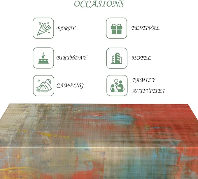 70x90 Inch Oil Painting Rectangular Tablecloth Red Yellow Color Block Abstract Art Table Cloth Waterproof Durable Table Cover for Kitchen Dining Home Party Studio Decor