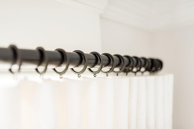 BlastHome® Luxury Curtain Rings - Premium Metal with Quiet, Smooth Nylon Inserts - Pinhooks and Clips Included - 1 1/2" Inside Diameter - 9 Rings for One Standard Curtain - Brushed Dark Brown