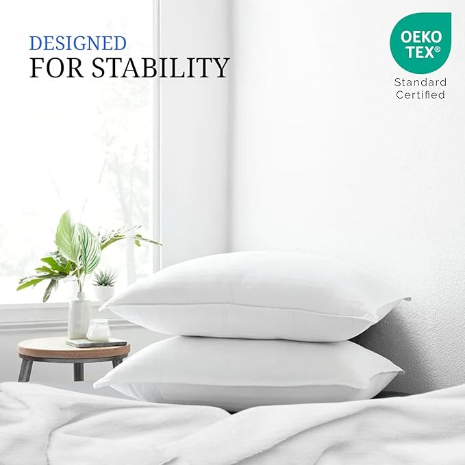 Covers & All Down Alternative Pillows Queen Size Set of 2, Luxury Soft Hotel Pillows for Sleeping, Breathable & Machine Washable, for Side, Back & Stomach Sleepers, 36" L x 20" W