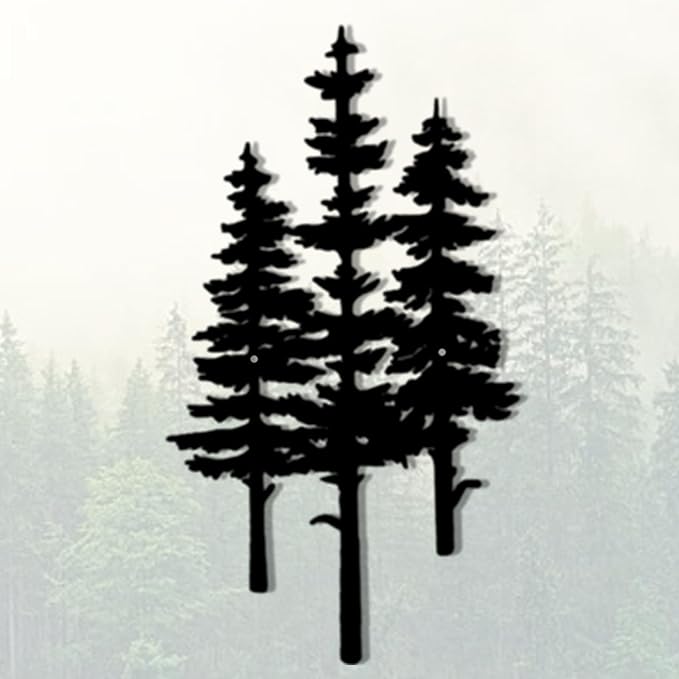 Baitiane Metal Wall Art Decor- Pine Tree Rustic Cabin Decoration - Modern Home Hanging for Living Room, Bedroom, Office, Farmhouse - Elegant Gift Idea for Housewarming Indoor & Outdoor (S) 15.8"x8.7"