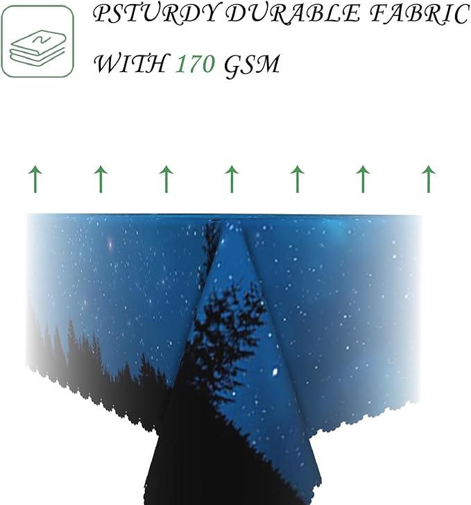 54x78 Inch Nature Rectangular Tablecloth Starry Sky Black Forest Table Cloth Waterproof Durable Table Cover for Picnic Indoor Home Gaming Room Decor