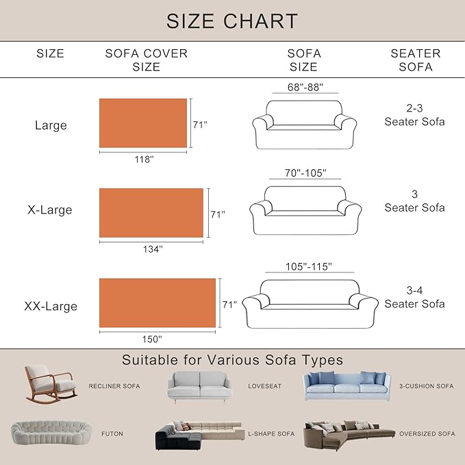 ROOMLIFE Thicked Striped Couch Cover with Tassel Khaki Chenille Sofa Cover Blanket for Sectional Sofa, Soft Sofa Slipcovers for L Shaped Love Seat 2-3 Cushion Couch Anti Slip Sofa Protector, 71"x118"
