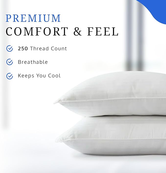 Covers & All Down Alternative Pillows Queen Size Set of 2, Luxury Soft Hotel Pillows for Sleeping, Breathable & Machine Washable, for Side, Back & Stomach Sleepers, 30" L x 20" W