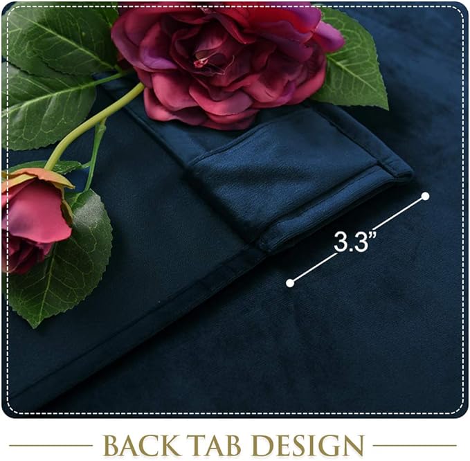 StangH Navy Blue Living Room Curtains 105 inches Long Back Tab Thermal Blackout Drapes, Heavy Soundproof Panels for Living Spaces/Home Theater, W52 x L105, 2 Panels