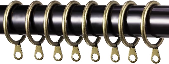 Shappy 40 Pack Metal Drapery Curtain Rod Rings with Eyelets Internal Diameter 1.18in Fits up to 0.79 in Rod Hanging Drape Sliding Eyelet Green Brass Rings for Window Door Shower Bathroom