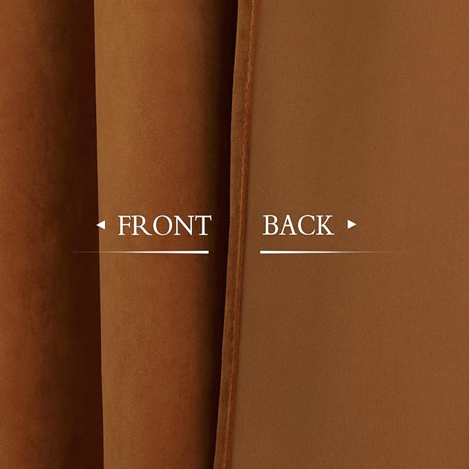 StangH Burnt Orange Curtains 94 inches Long Fall Autumn Decor Back Tab Insulated Room Darkening Drapes, Elegant Curtain Panels for Bedroom Modern Home Decor, W52 x L94, 2 Panels