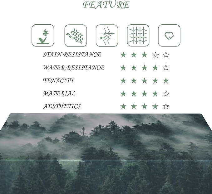 54x108 Inch Nature Rectangular Tablecloth Mystic Mountain Pine Tree Table Cloth Waterproof Durable Table Cover for Holiday Picnic Dinner BBQ Decor