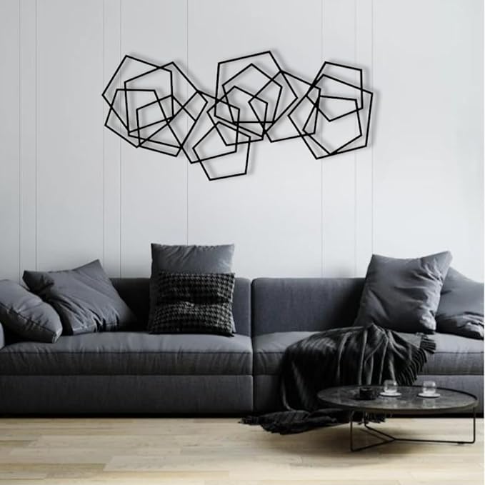 Metal Geometric Home Wall Decor ，Contemporary Minimalist Metal Wall Art, Abstract Decor for Home, Modern Sculpture for Living Room, Bedroom, Office Decoration (69"X34" / 175X85 CM)
