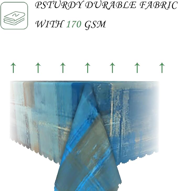60x84 Inch Modern Abstract Art Rectangle Tablecloth Blue Brown Gradient Painting Geometric Color Block Grunge Table Cloth Waterproof Durable Table Cover for Kitchen Picnic Bedroom Home Party