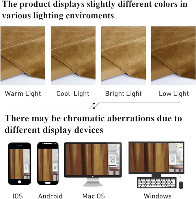StangH Gold Brown Velvet Curtains Farmhouse Decor Door Curtains for Living Room, Super Soft Light Blocking Drapes Privacy Protect Energy Efficient for Study/Office, W62x L96, 2 Panels
