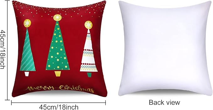 Boao 6 Pcs 18 x 18 Inch Christmas Pillow Cover Merry Christmas Red Throw Cushion Covers Xmas Tree Reindeer Star Pillow Case for Holiday Party Home Living Room Couch Outdoor Front Porch Decoration
