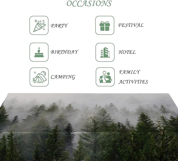 54x78 Inch Nature Rectangular Tablecloth Wild Woods Nature Scenery Table Cloth Waterproof Durable Table Cover for Holiday Picnic Outdoor BBQ Decor