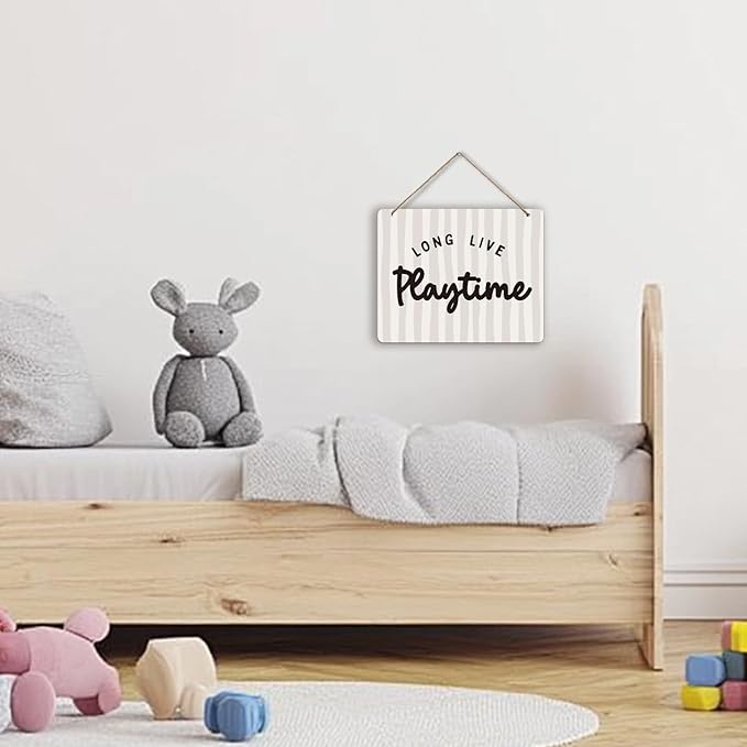 Udinaz Boho Kids Playroom Hanging Sign, Playroom Wall Decor, Long Live Playtime Hanging Wood Plaque Decor for Boys Kids Nursery Bedroom Play Room Wall Door Decorations