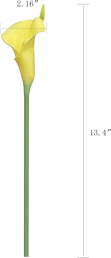 Duovlo 20pcs Calla Lily Bridal Wedding Bouquet Lataex Real Touch Artificial Flower Home Party Decor (Yellow)
