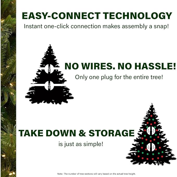 Fraser Hill Farm 9-Ft. Buffalo Fir Green Slim Artificial Christmas Tree with No Lights, Unlit Foldable Fake Tree with Realistic Snowy Foliage and Pinecones for Home Decoration