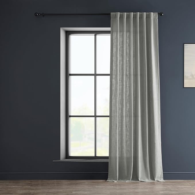 HPD Half Price Drapes Heavy Faux Linen Light Filtering Curtains for Bedroom 108 Inches Long (1 Panel) - Rod Pocket Curtains for Living Room - Window Curtains Home Decor - 50 X 108, Ash Grey