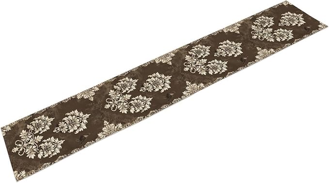Moroccan Damask Table Runner, Oriental Classical Damask Inspired Abstract Bird Pattern Table Runner for Kitchen Dining Weddings Party Decor 13x72in
