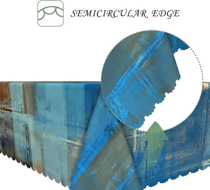 52x70 Inch Modern Abstract Art Rectangle Tablecloth Blue Brown Gradient Painting Geometric Color Block Grunge Table Cloth Waterproof Durable Table Cover for Kitchen Picnic Bedroom Home Party