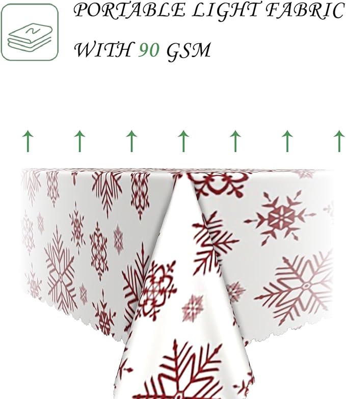 54x78 Inch Christmas Rectangle Tablecloth Winter Snowflakes Vintage Decoration Table Cloth Washable Durable Table Cover for Kitchen Dining Home Banquet Xmas Party Decor