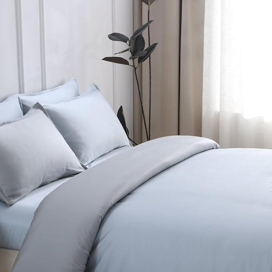 King Size 106" x 90" Duvet Cover – Reversible Luxury Bedding in 100% Tencel Lyocell, Softer Than Silk – DeepSleep Tech Premium Duvet Cover King Quality – After Dark Luxe Design