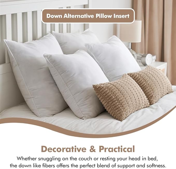 MIULEE 12x16 Down Alternative Pillow Insert Decorative Throw Pillow 12 x 16 Inch Body Bed Sleeping Ultra Soft Fluffy Form for Sofa Couch Bed