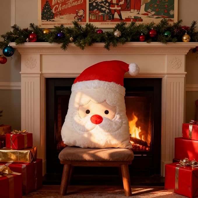 Christmas Plush Pillow Stuffed Santa Claus Plush Doll Toy, Cute Christmas Decoration Soft Birthday Gifts for Kids 15 Inch