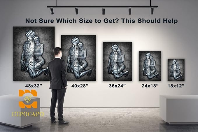 HIPOCAPO 3D Metal Effect Wall Art - Wall, Modern Abstract Hug Lovers Painting Picture Poster Prints for Bathroom, Romantic Couple Living Room Canvas Framed 12''x18''x1Pcs 3d Art-25