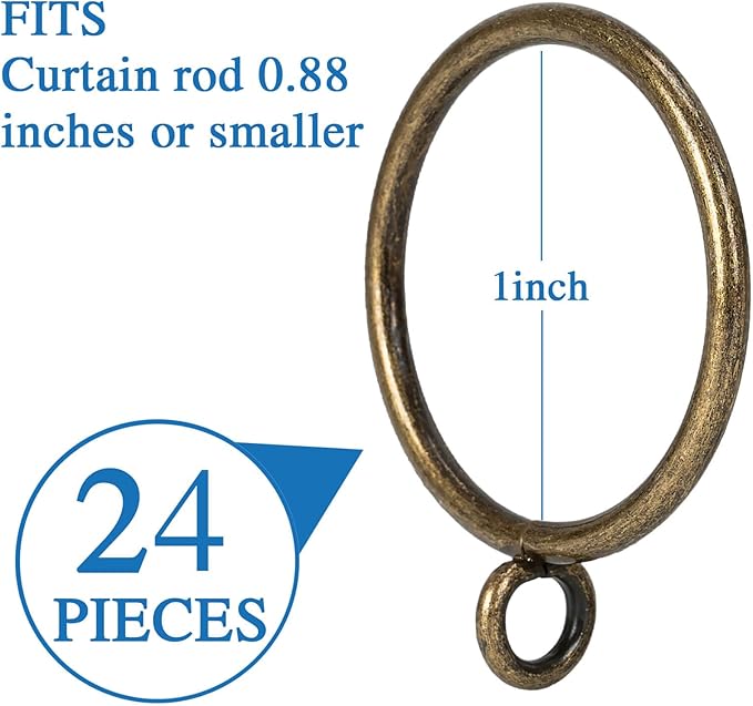 Curtain Rings with Eyelets Metal Eyelet Drapery Rings Inner Diameter 1Inch Curtain Rings for Hanging Pinch Pleat Curtain Pin Drape Hooks Bronze Zocang