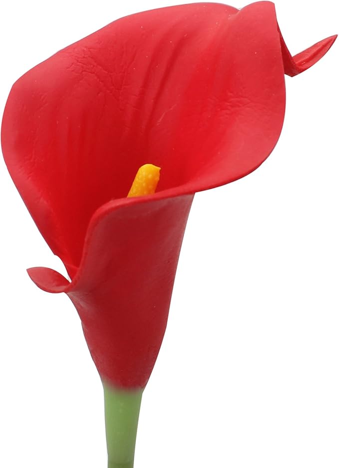 Duovlo 20pcs Calla Lily Bridal Wedding Bouquet Lataex Real Touch Artificial Flower Home Party Decor (Red)