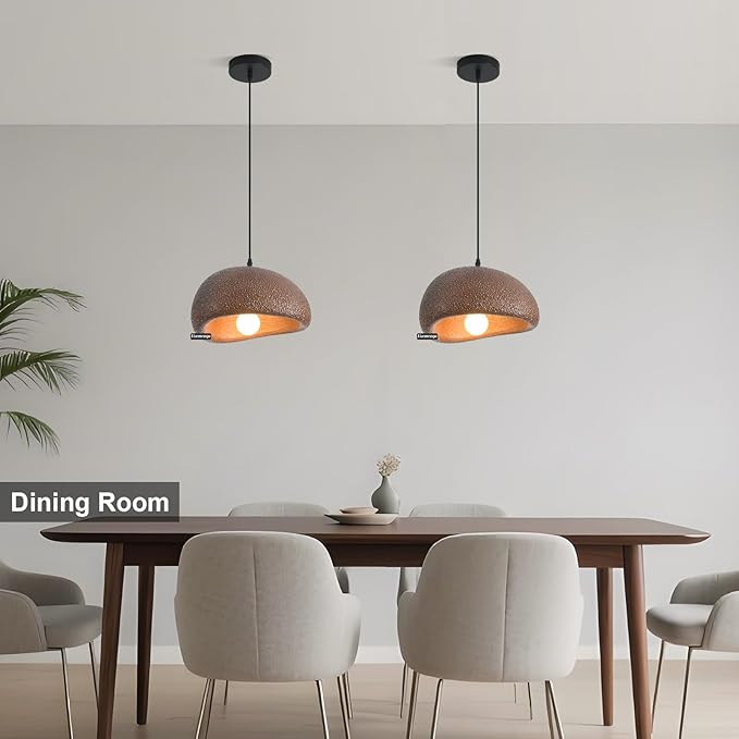 11.8in Wabi Sabi Pendant Lights Kitchen Island Lighting Fixture Ceiling Mount Brown Modern Japanese Lamp Japandi Chandelier for Dining Living Room Hallway Bedroom Restaurant Hanging Lamp