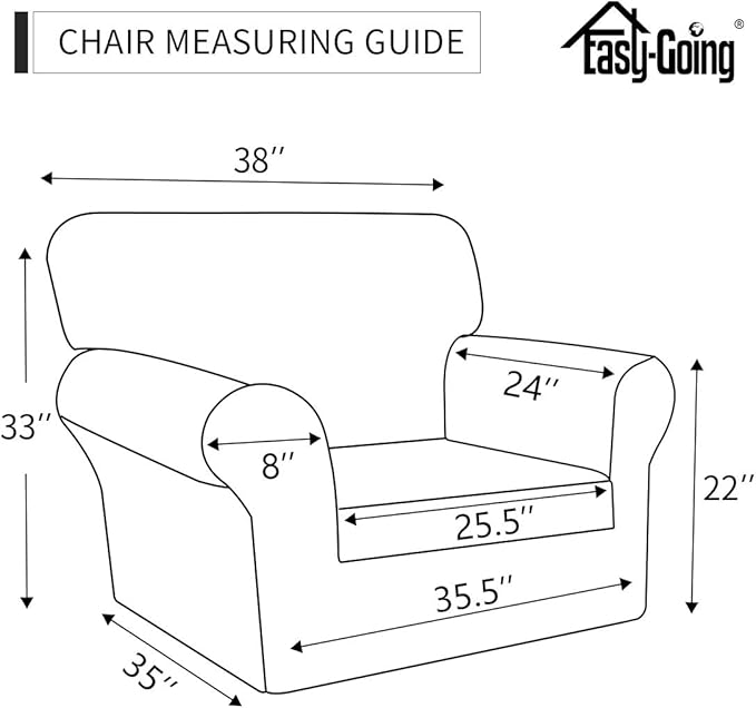 Easy-Going 2 Pieces Fleece Stretch Chair Sofa Slipcover Washable Sofa Couch Cover, Spandex Soft Fitted Furniture Protector, Kids, Pet, Dog (Chair, Peacock Blue)