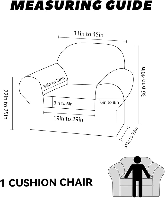 Chair Slipcover with Armrest Pockets 2-Piece Set, Stretch Faux Leather Chair Cover for Armchairs(Fits 31-45") - Non-Slip, Machine Washable, Pet & Kid Friendly - Light Brown