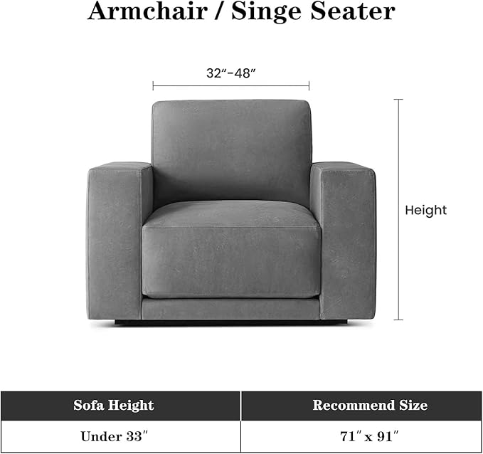 MEETSKY Oversized Chair Cover Armchair Small Couch Cover Single Sofa Cover for Dog Couch Cover for Sofa Recliner，Chenille Sofa Throw Cover for Pets Sofa Cover Thick Washable, 71" x 91", Camel