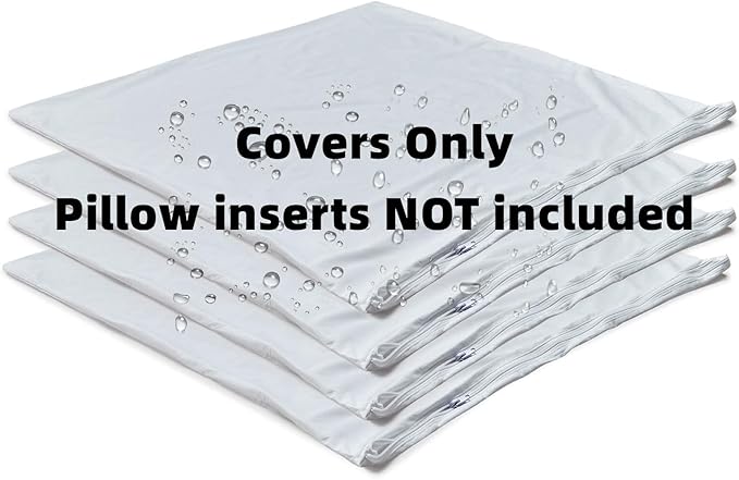 Kingnex 4 Pack Waterproof Feather Proof Pillow Protectors 22x22 Poke Proof Pillow Covers for Square Throw Pillow