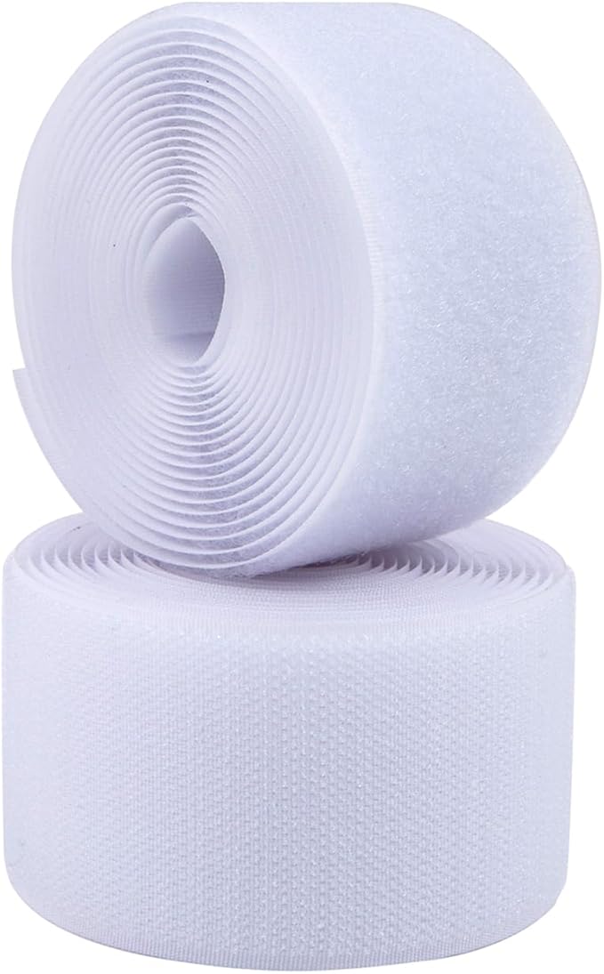 1-1/2 Inch Sew on Hook and Loop Strips | Easy to Sew | Excellent Grip | Non-Adhesive Back Nylon Fabric Fastener Strips for Clothing Sewing Crafts and DIY Projects, White, 1-1/2in x 3yd