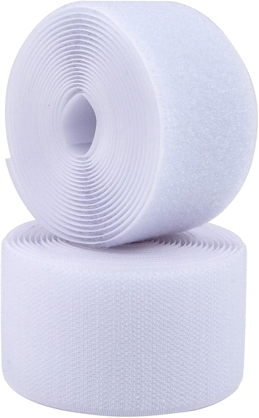 1-1/2 Inch Sew on Hook and Loop Strips | Easy to Sew | Excellent Grip | Non-Adhesive Back Nylon Fabric Fastener Strips for Clothing Sewing Crafts and DIY Projects, White, 1-1/2in x 3yd