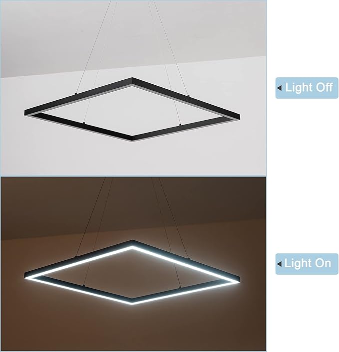 MADEM Room Decor Modern LED Pendant Light Contemporary Chandelier Adjustable Pedant Light, Square Pendant Lighting for Living Dining Room,Kitchen Island